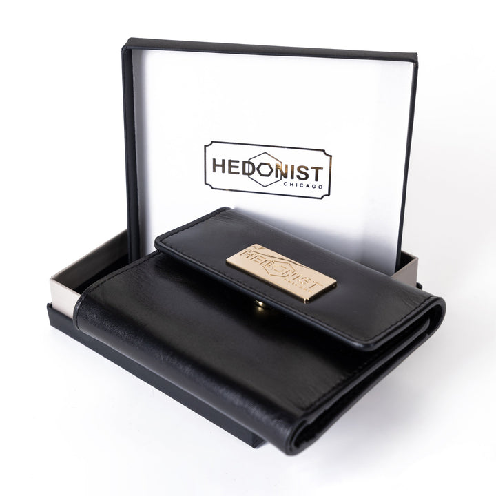 Women's Small Black Wallet in Smooth Leather by Hedonst Chicago | Gift for Her