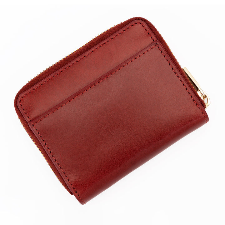 Small Zip Around Red Leather Wallet for Women from Hedonist Chicago | Slip Pocket