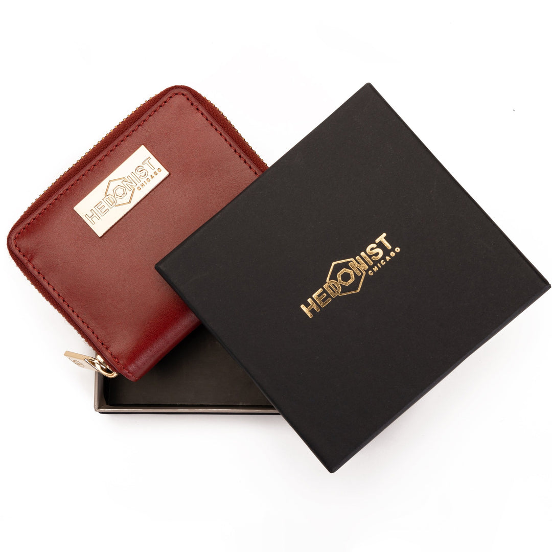 Small Zip Around Red Leather Wallet for Women from Hedonist Chicago | Affordable Gift for Women