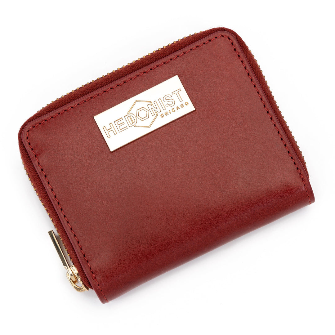 Small Zip Around Red Leather Wallet for Women from Hedonist Chicago