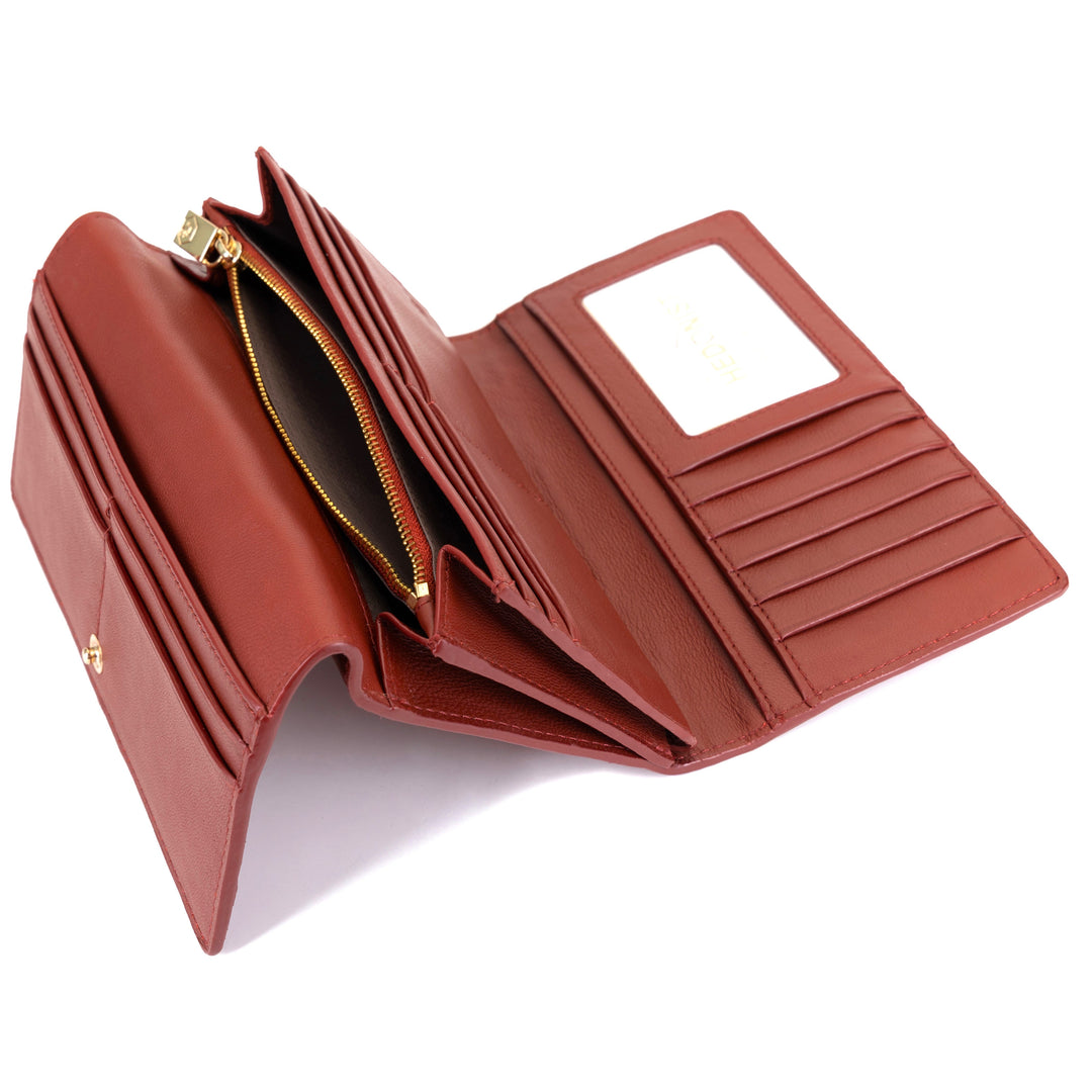 Red Leather Wallet for Women with Coin Pocket by Hedonist Chicago coin pocket